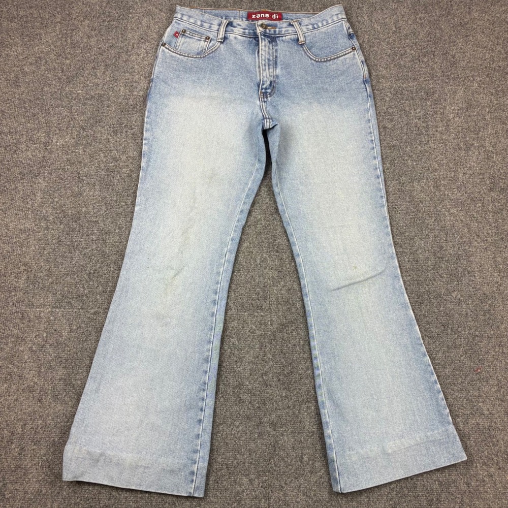 Vintage Y2K Zana Di Flare Jeans Light Wash Denim Wide Leg Womens Size 7 28x28